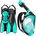W WSTOO Full Face Mask Fin Snorkel Set - Foldable, Dry Top, Camera