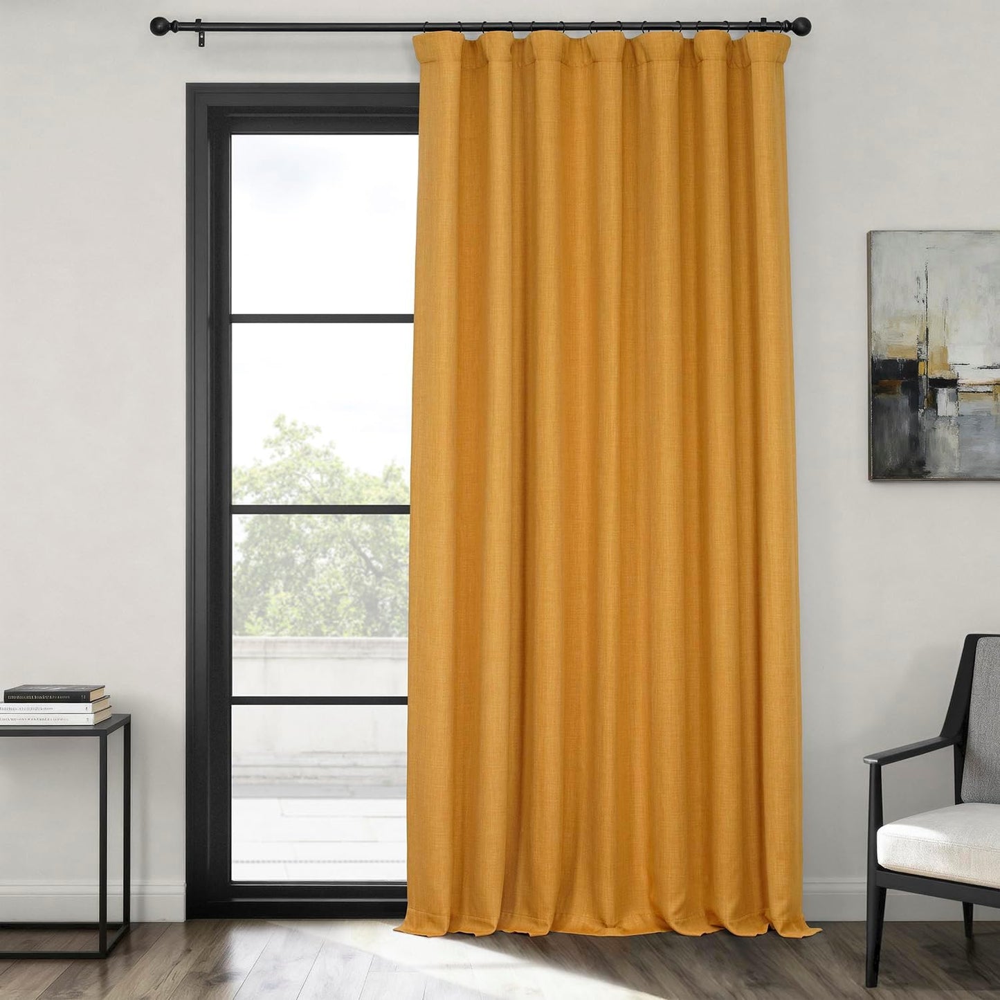 Faux Linen Curtains for Living Room - Room Darkening Drapes
