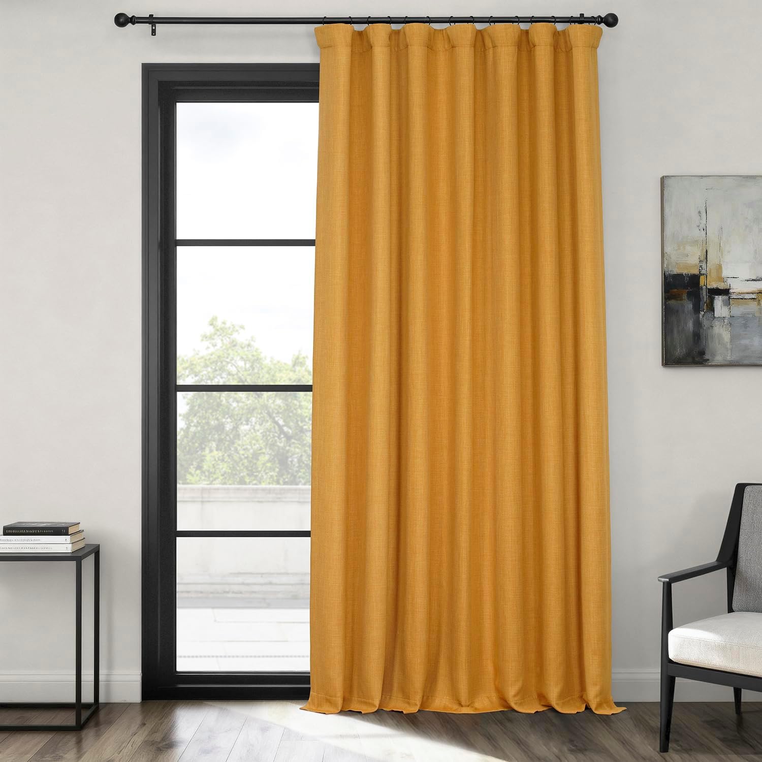 Faux Linen Curtains for Living Room - Room Darkening Drapes