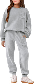 Girls Oversize Pullover Sweatshirt and Sweatpant Set - Cozy Fall