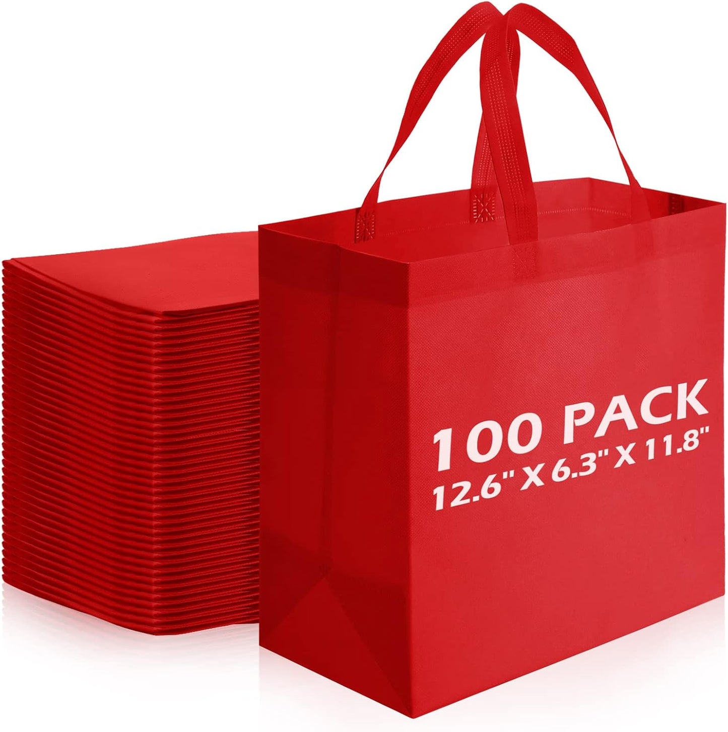 Reginary Reusable Totes Bags - 100 Pcs Non Woven Grocery Bags
