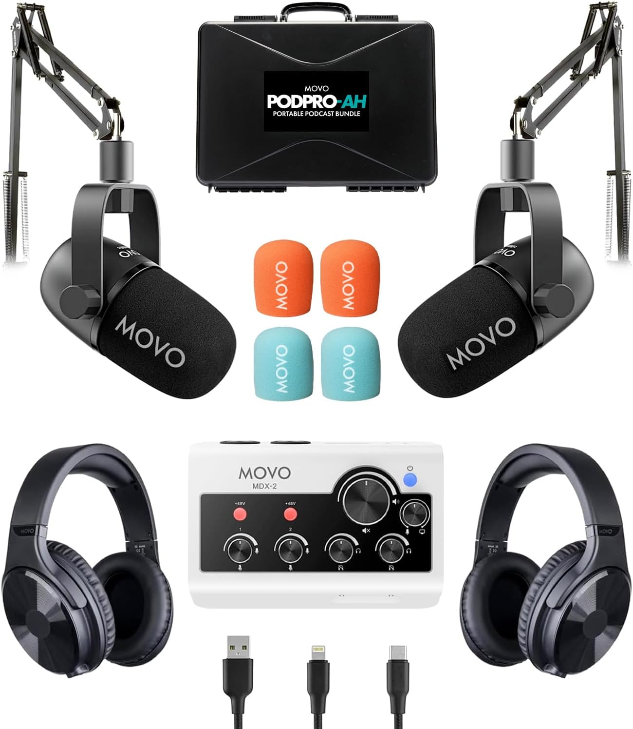 Movo Portable Podcast Equipment Bundle for iPhone and Android