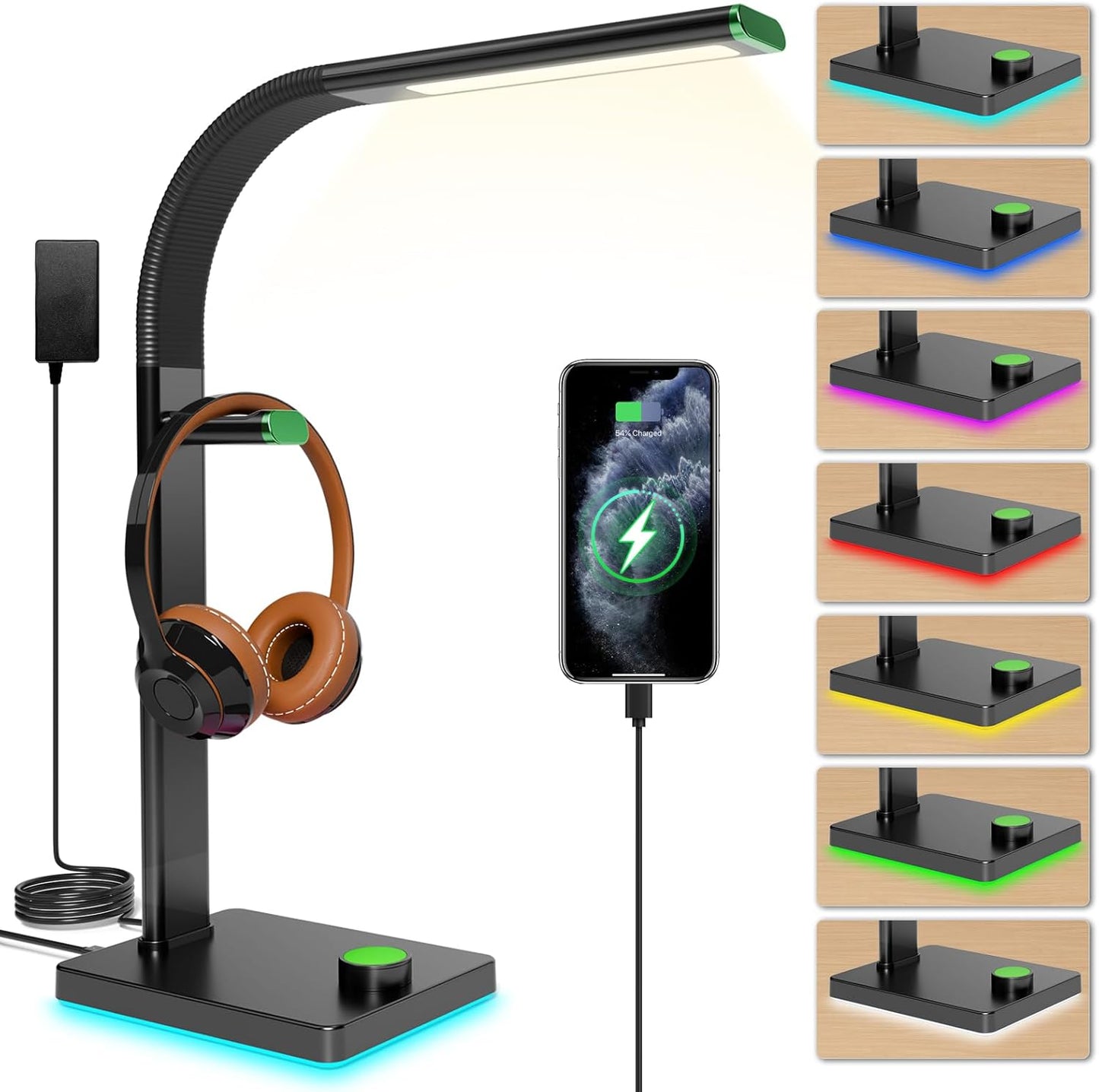 Eye-Caring LED Desk Lamp with USB Ports - Multifunctional & Stylish!