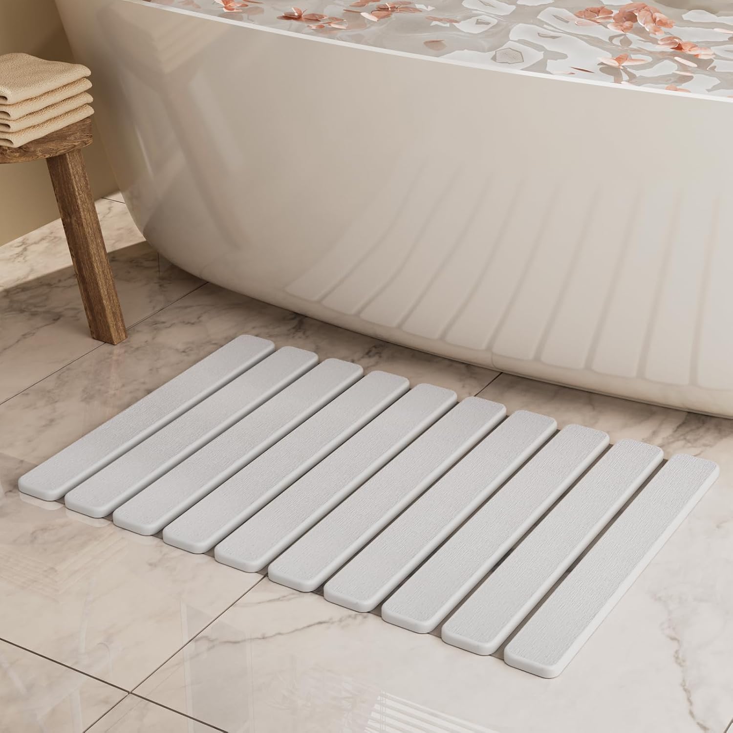 Foldable Stone Bath Mat for Quick Drying and Super Absorbent Use