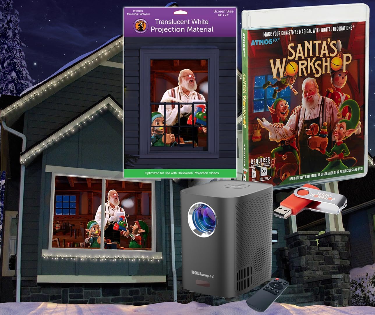 Christmas Digital Decoration Kit with Projector and Screen