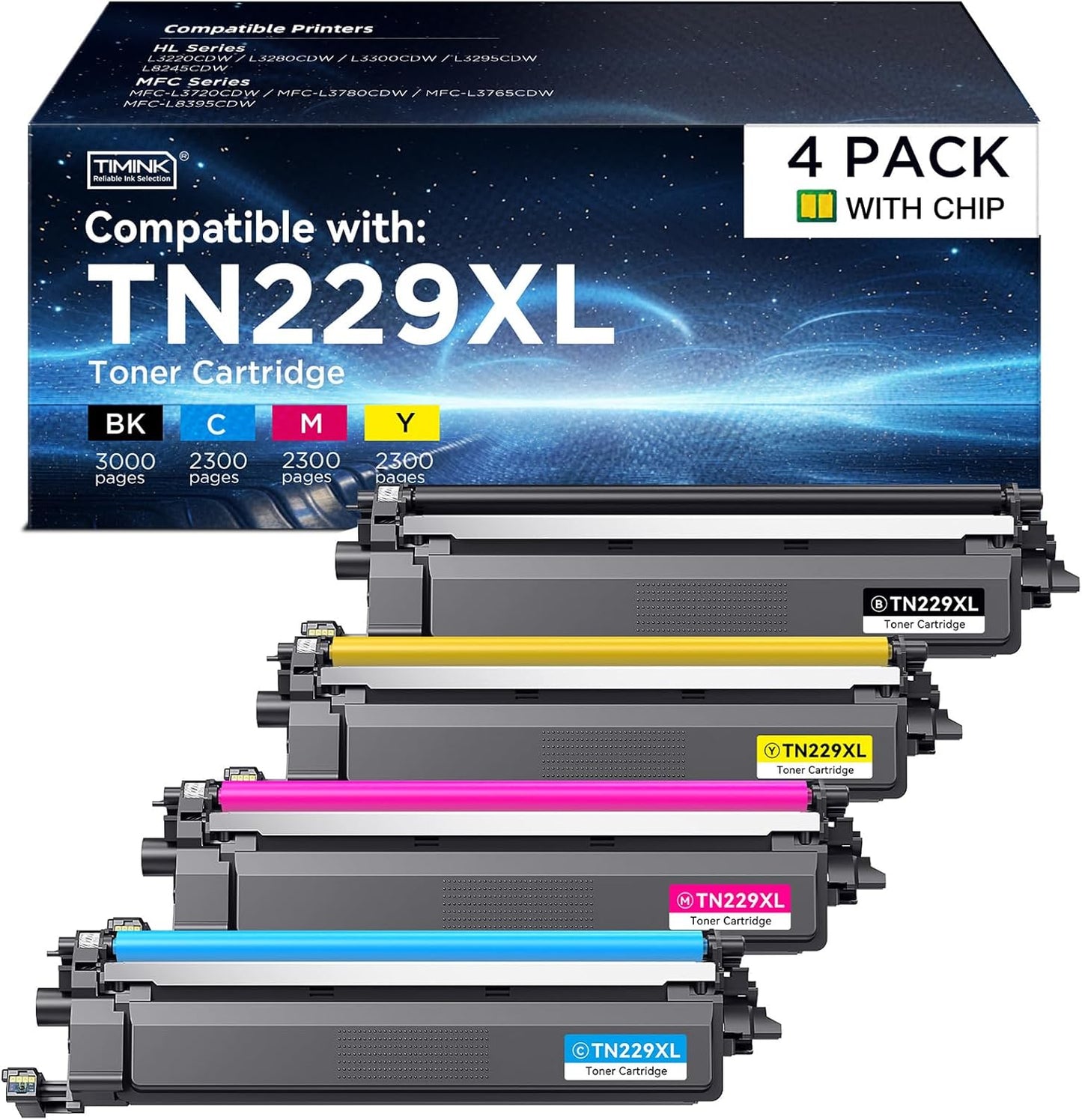 TN229XL Toner Cartridge Replacement for Brother Printers - 4 Pack