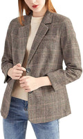ebossy Women's Notch Lapel Boyfriend Blazer - Timeless Houndstooth