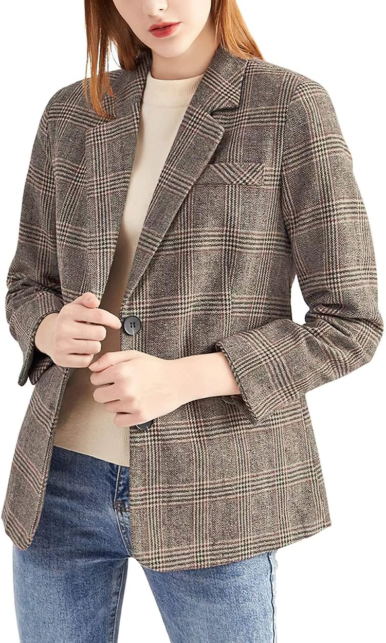 Stylish Notch Lapel 2 Button Boyfriend Blazer for Women