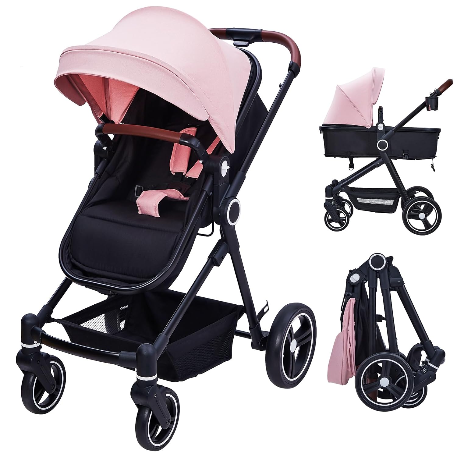 2-in-1 Pushchair with Reversible Infant Seat and Bassinet