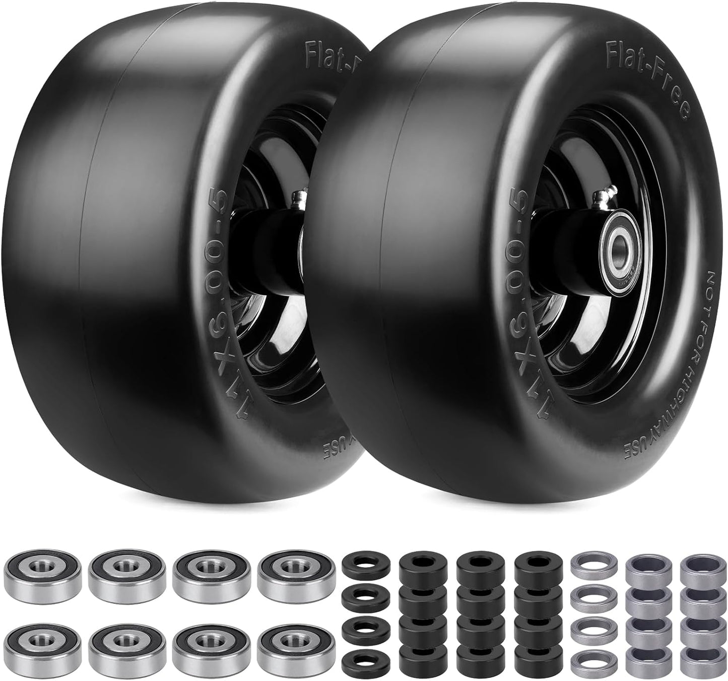 11x6.00-5 Flat Free Tires for Zero Turn Mowers - 2 Pack