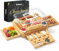 Bamboo Charcuterie Board with Lid and Handle - Portable Snackle Box