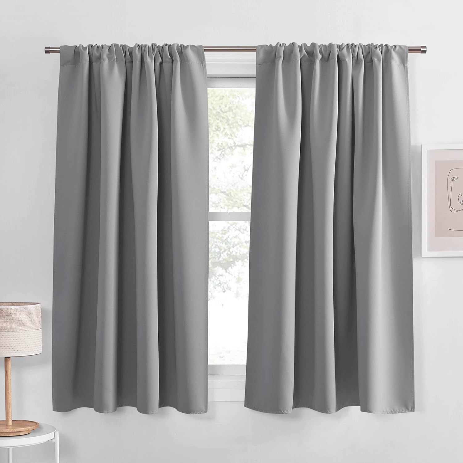Blackout & Elegant Silver Grey Drapes - 42x54