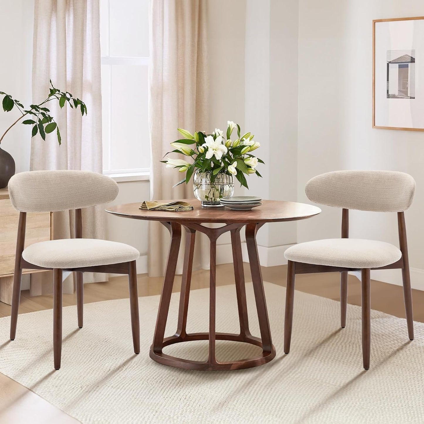 Modern Upholstered Wooden Dining Chairs Set of 2 for Comfort