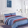 Sailor Navy Striped 100% Cotton Reversible Quilt Set - Kid-Friendly