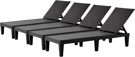 Chaise Lounge Outdoor Set of 4 for Pool Beach and Patio Use
