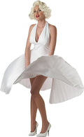 Marilyn Monroe Deluxe White Halter Dress Costume - Iconic Pleated