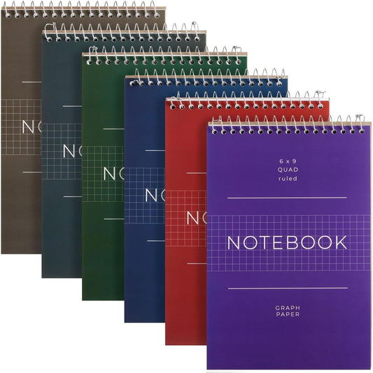 6-Pack Spiral Graph Notebook - 160 Pages for Versatile Note Taking