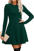 Sweater Dress for Women Long Sleeve Ribbed Knit A-Line - Cozy Fit
