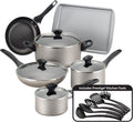 Farberware 15-Piece Nonstick Cookware Set, Champagne - Durable
