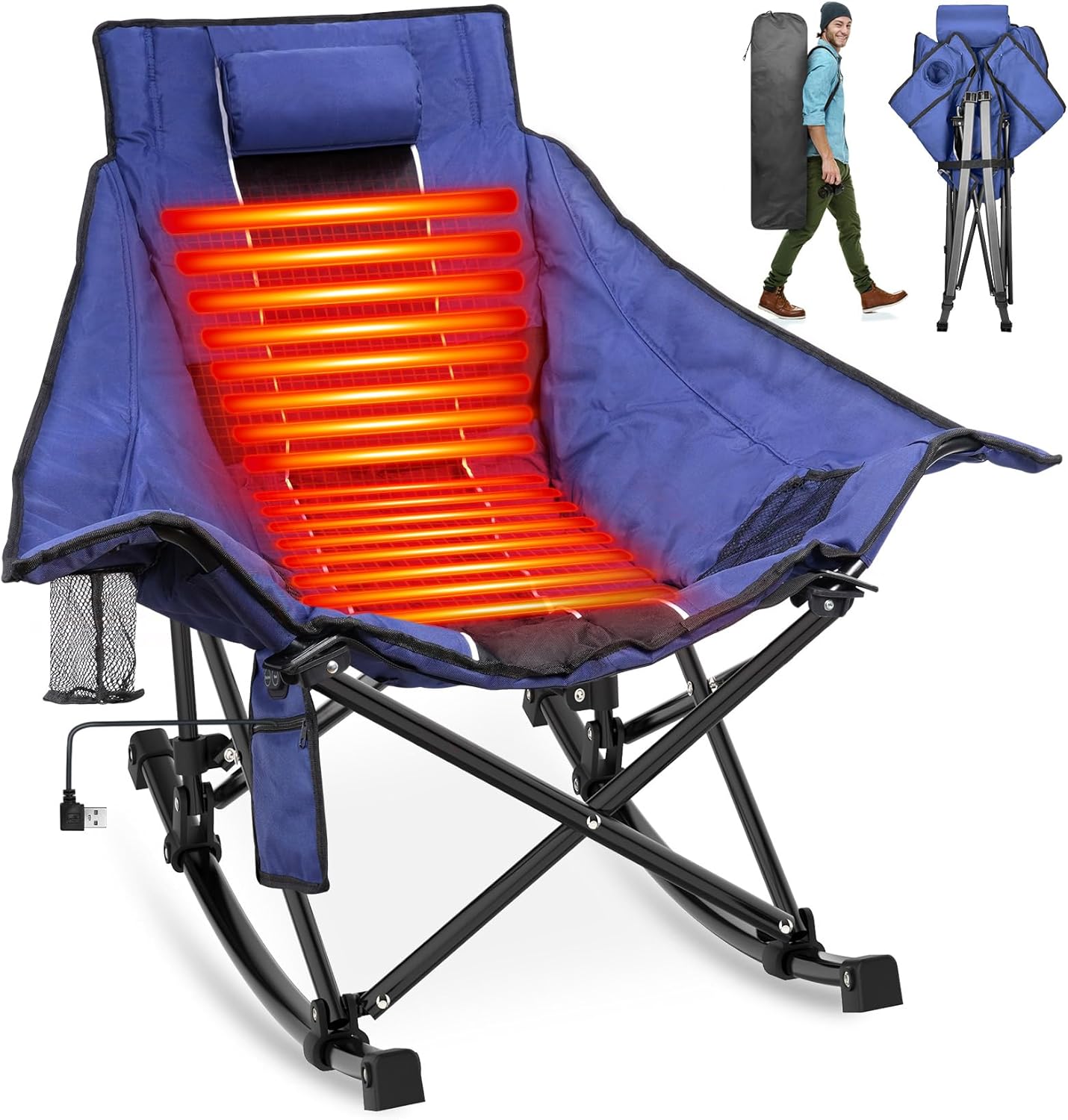 Suteck Heated Rocking Camping Chair for Ultimate Comfort Outdoors