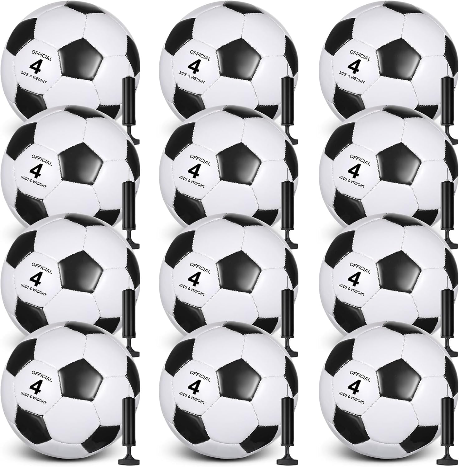 12 Pack Soccer Balls with Pumps for Charity and Training Events