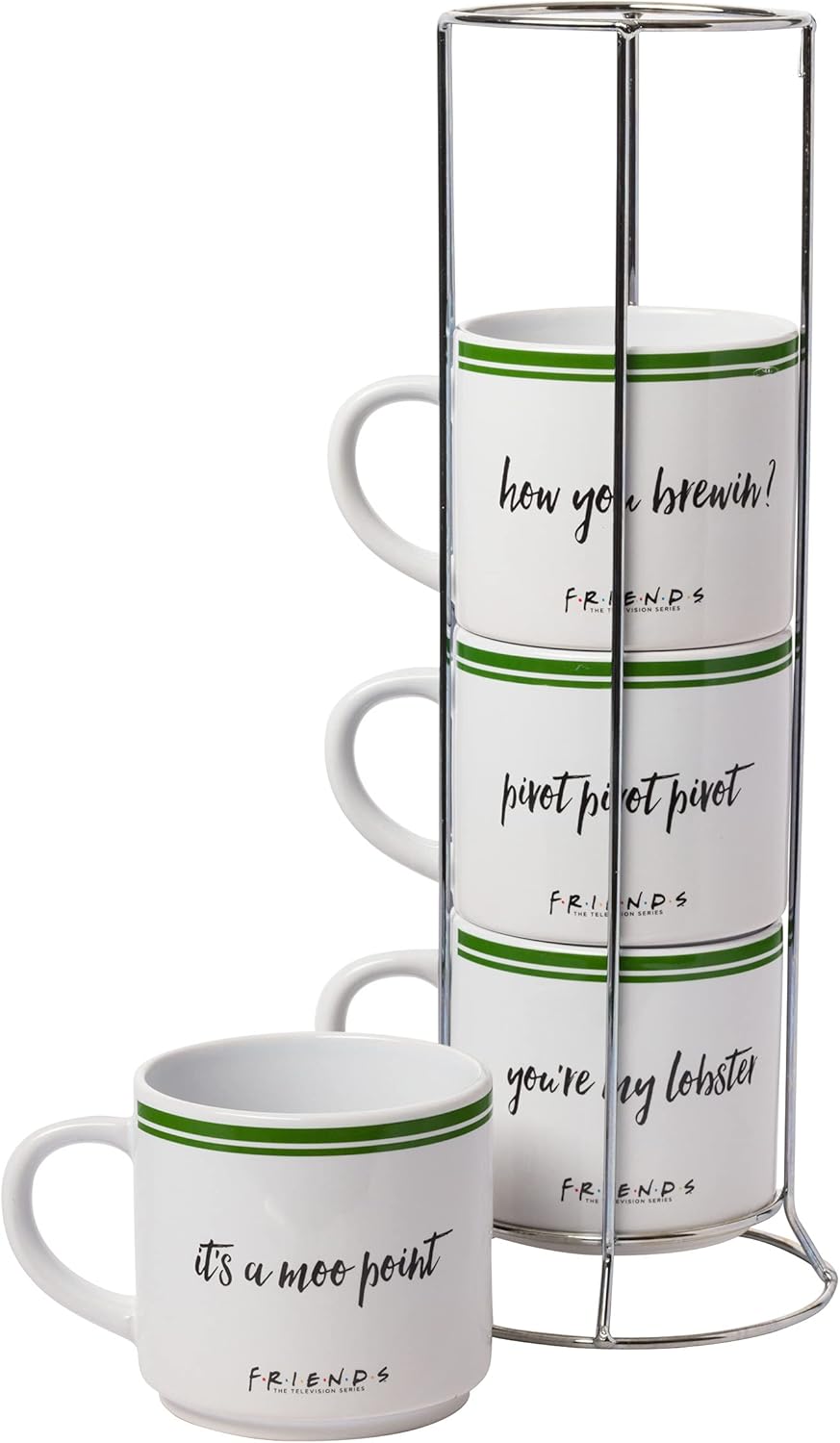 Friends Central Perk Stripe Pattern 4-Pack Ceramic Mug Set