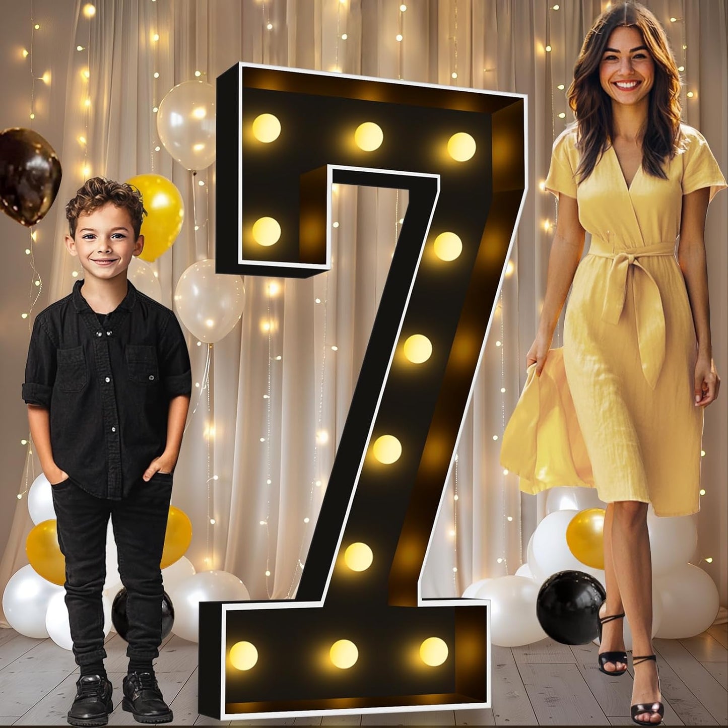 Pooqla 4 FT Light Up Marquee Number 7 for Birthday Parties