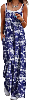 Women's Boho Floral Wide Leg Jumpsuit - Lightweight Summer Overalls