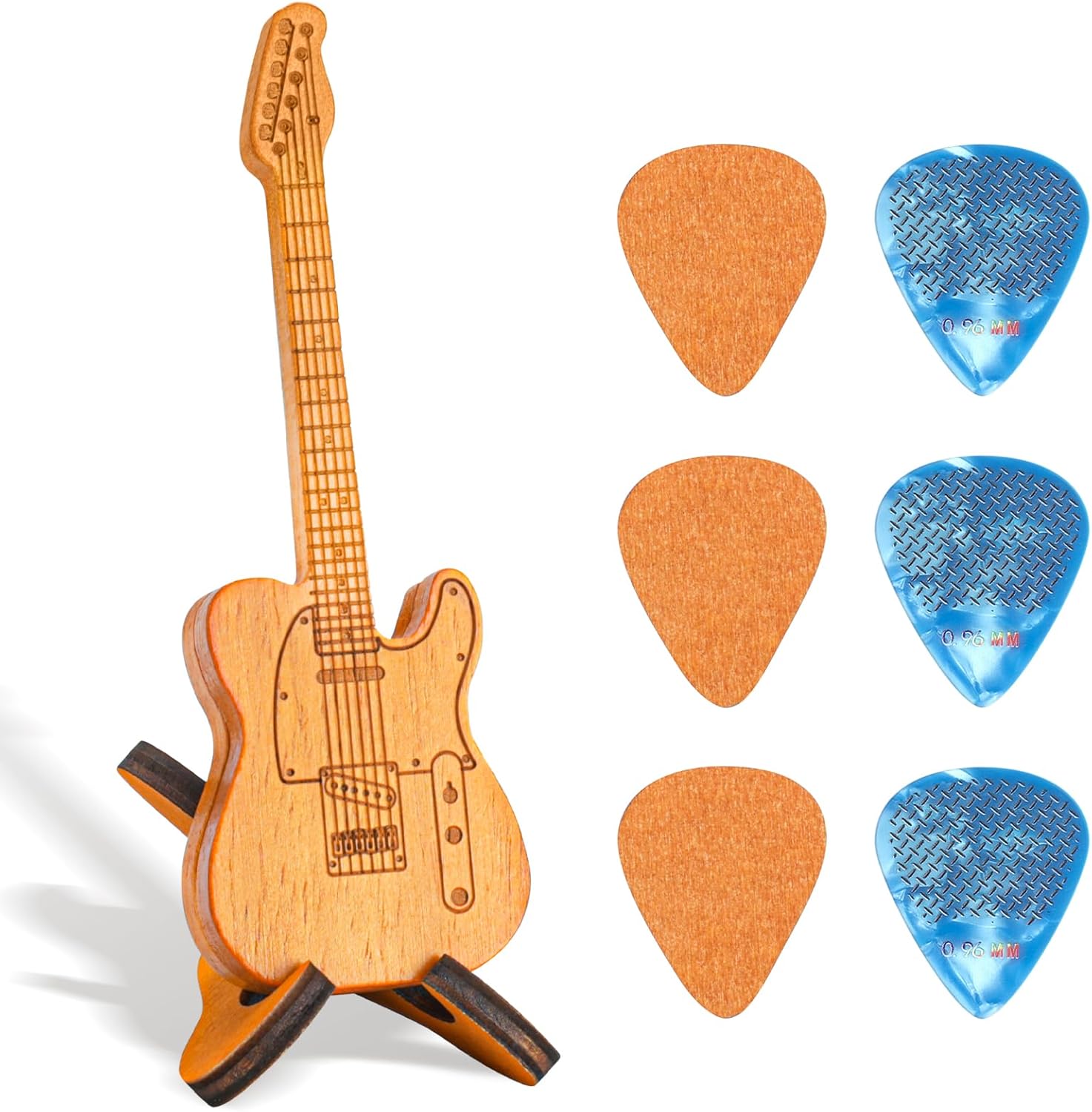 Wooden Pick Holder Set for Electric Guitars