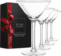 Martini Glasses Set of 4 - Hand-Blown Crystal 9 oz Martini Glasses