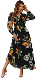 Simplee Women's Boho Floral Maxi Dress - Flowy V Neck Summer Guest