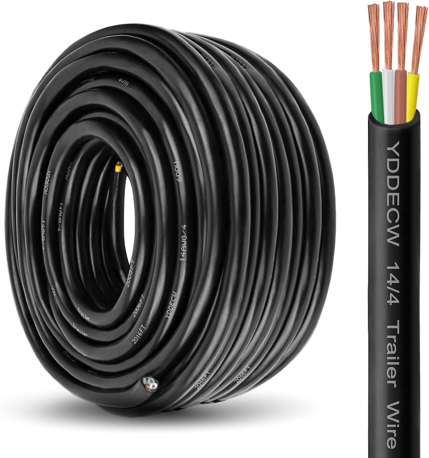 4 Way Trailer Wire 14 Gauge Heavy Duty Copper Cable for RVs