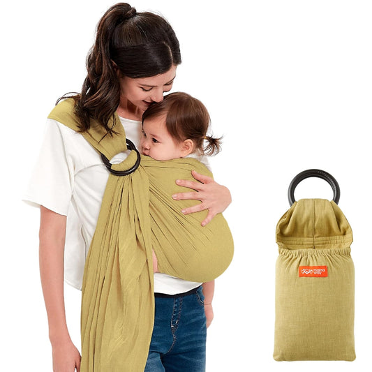 IHDI Certified Mamaway Baby Ring Sling - 154lbs Support, Soft Rayon & Linen, Safety Rings, Olive