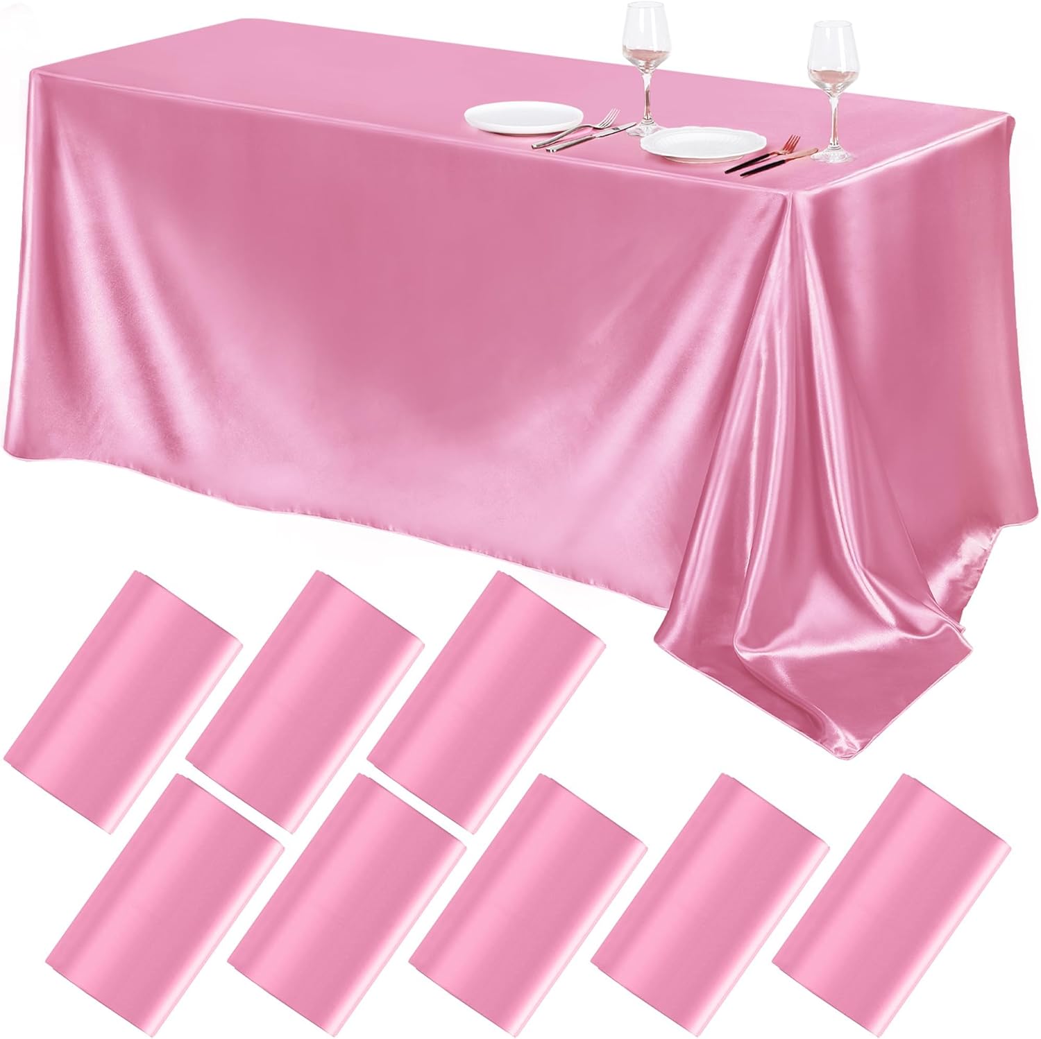 Elegant Pink Satin Tablecloths for Weddings and Events