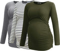 Smallshow Women's Maternity Shirts Long Sleeve 3-Pack (Style 4PCV)