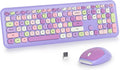 Cute Purple Wireless Keyboard and Mouse Combo - Quiet Retro Typewriter
