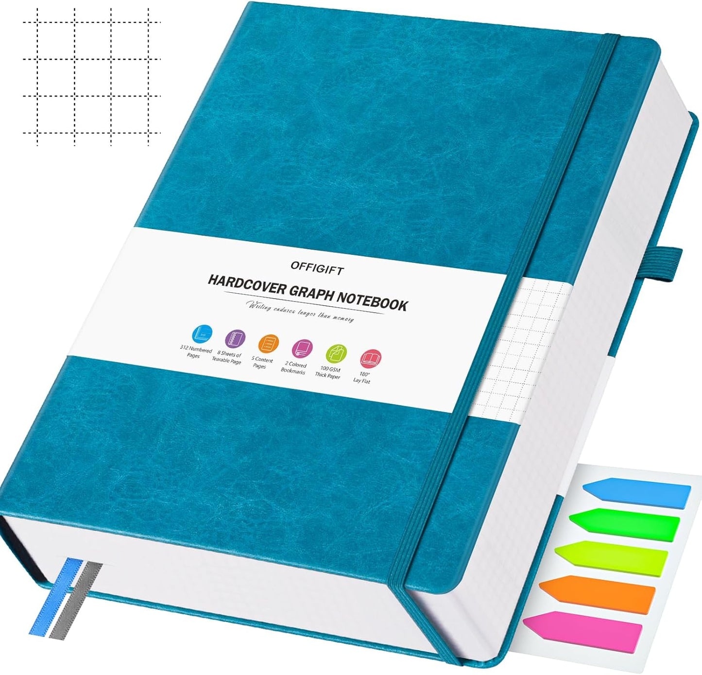 Premium Grid Paper Notebook, 312 Pages, No Bleed, Math Notes, A5 Hardcover