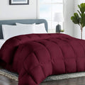 King Size Burgundy Quilted Comforter - All-Season Down Alternative