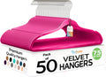 Premium Velvet Hangers 50 Pack Dark Pink - Ultra Thin Non Slip