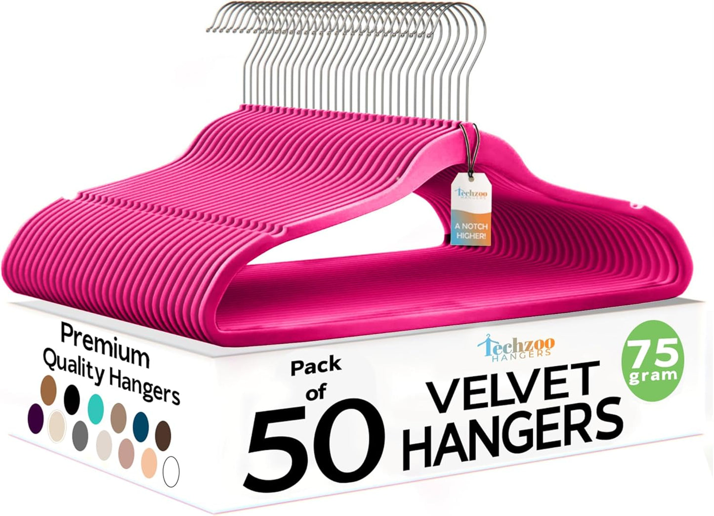 Premium Velvet Hangers 50 Pack for Space Saving Closet Organization