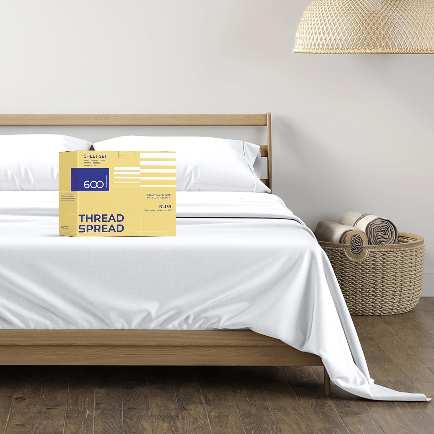 100% Egyptian Cotton Full Size Sheets Set - 600 Thread Count