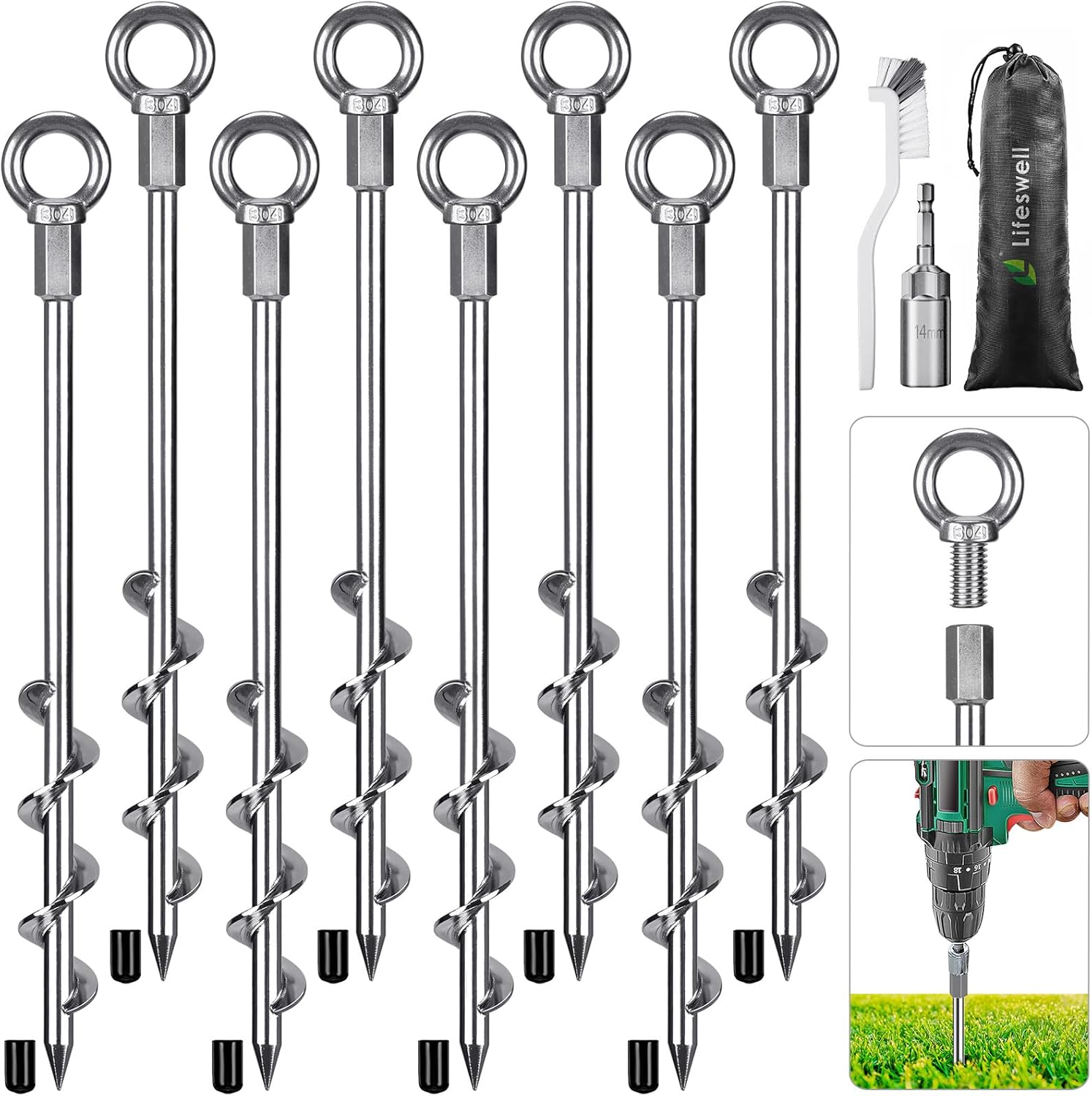 12 Inch Ground Anchors for Tents, Trampolines, and More