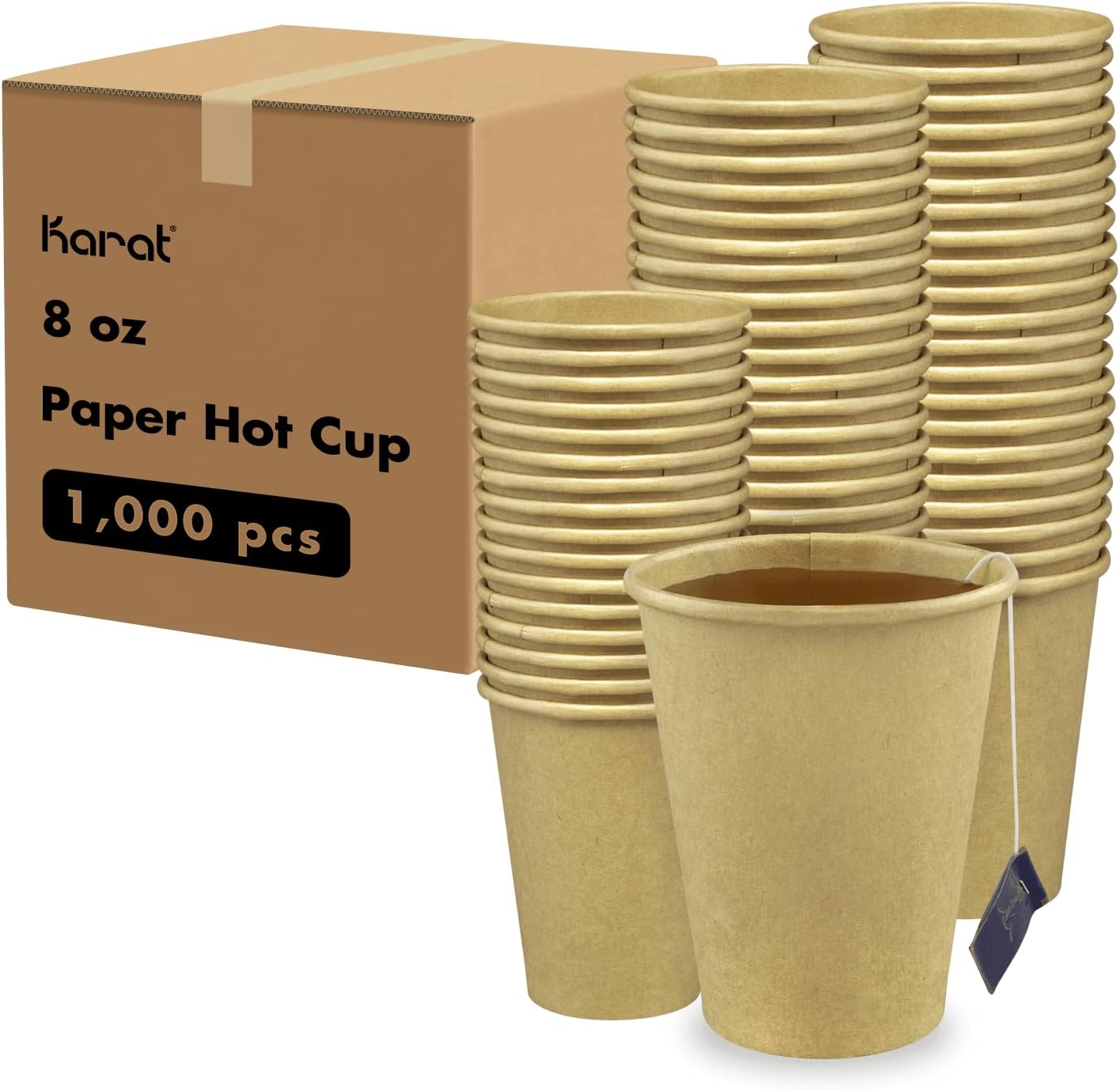 Karat 8oz Kraft Paper Coffee Cups for Cafes and Offices