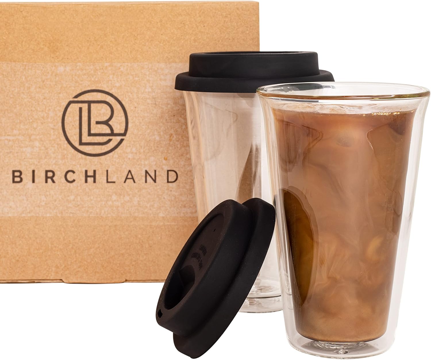 2-Pack Insulated Glass Travel Mugs for Coffee Lovers on the Go