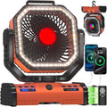 12 Inch Portable Camping Fan - 40000mAh Rechargeable with LED Light