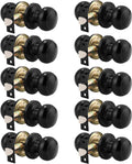 Passage Door Knob 10 Pack Black Finish - Keyless Interior Hardware