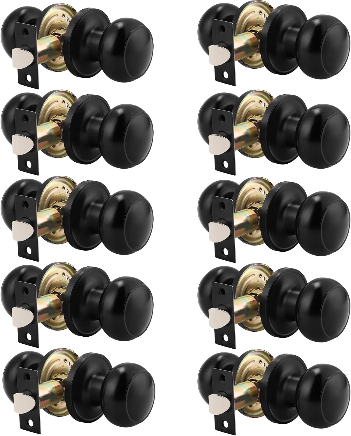 Probrico 10 Pack Round Passage Door Knob Set for Modern Homes