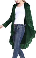 Urban CoCo Women's Velvet Long Sleeve Cardigan Coat - Asymmetric Hem