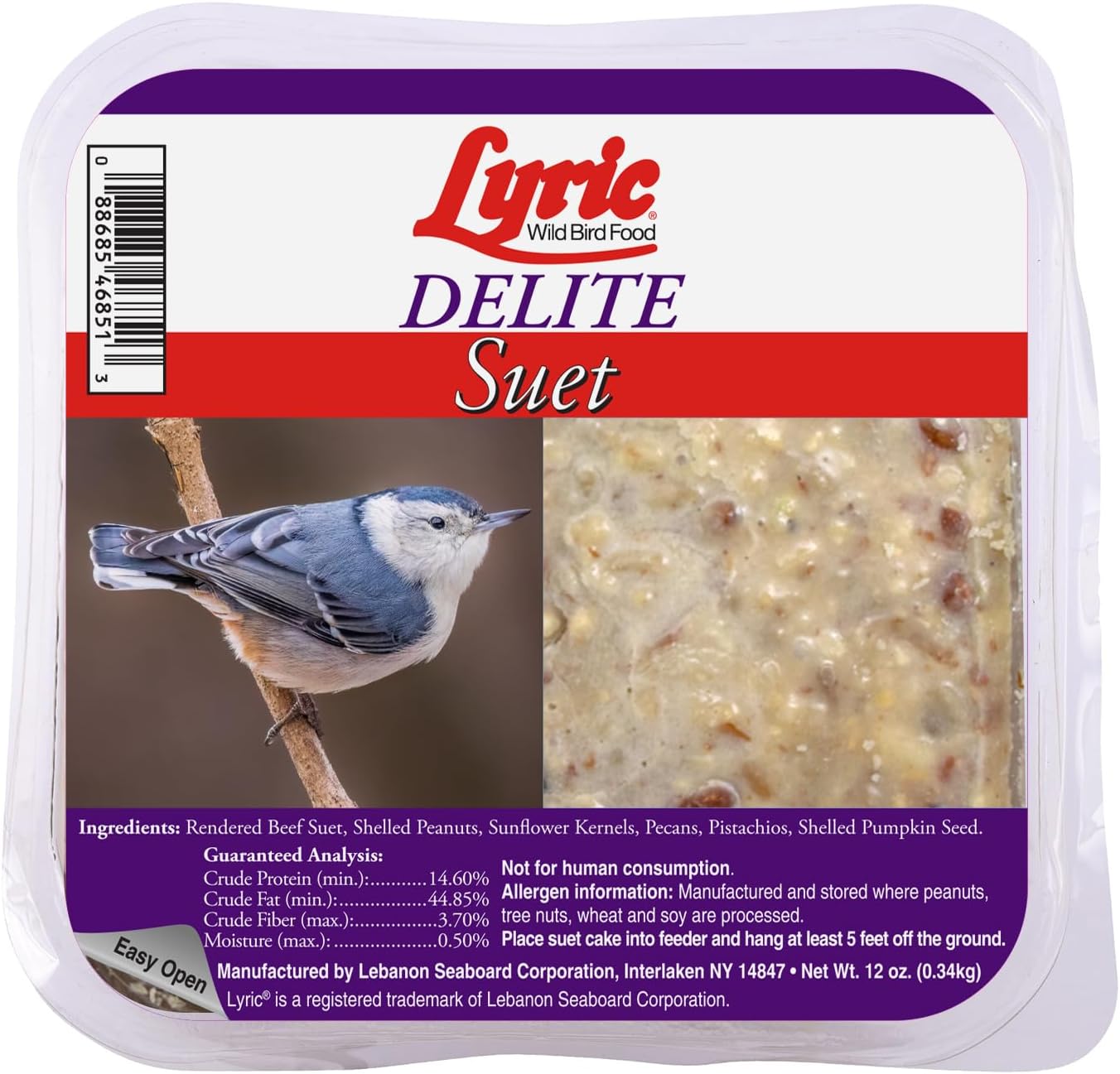 Lyric Delite High Protein Wild Bird Seed Suet Cakes for Birds