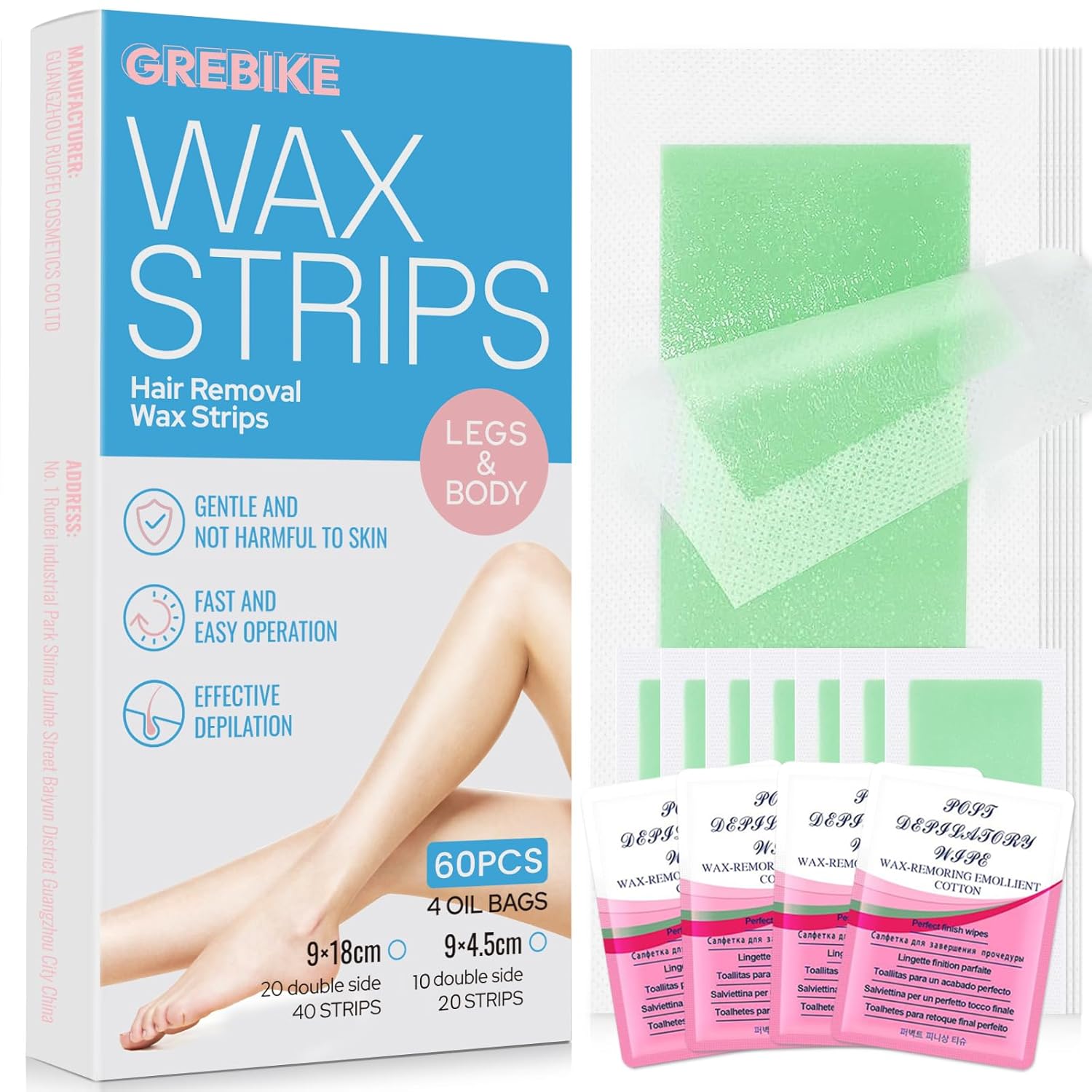 180PCS Wax Strips for Hair Removal - At-Home Waxing Kit